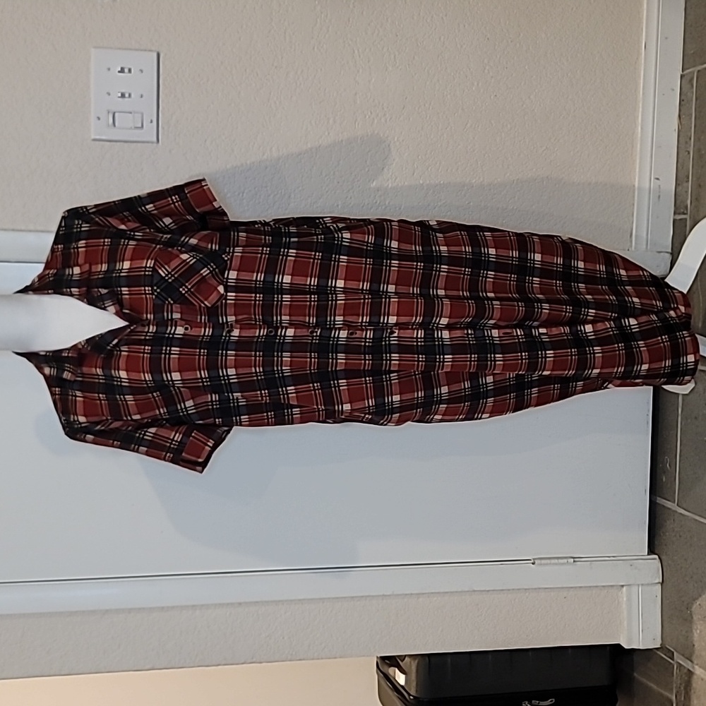 Downeast Plaid Long Shirt Dress